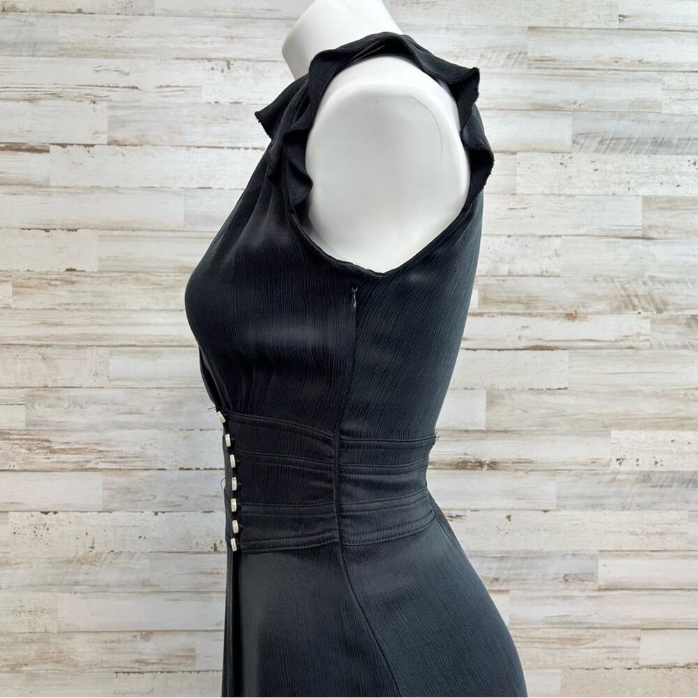 BA&SH Coralie Faux Wrap Dress Size 4 Int'l XS Black Asymmetrical Sleeveless - Picture 9 of 16